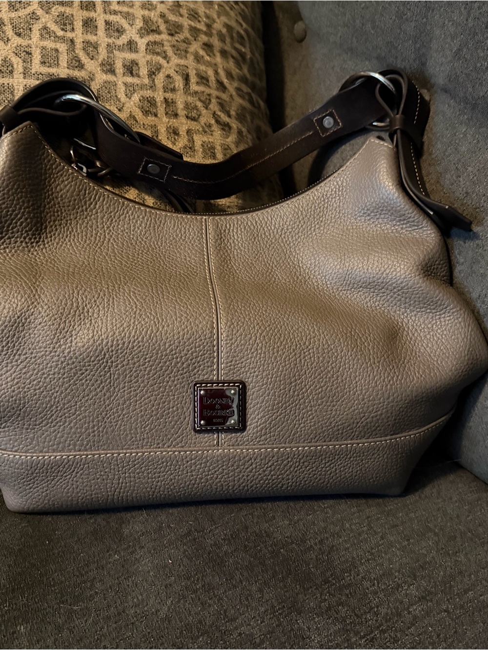 Dooney & Bourke Pebble Leather Shoulder Bag in Gray Taupe